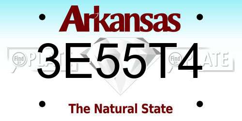 3E55T4 Arkansas License Plate