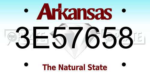 3E57658 Arkansas License Plate
