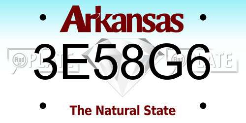 3E58G6 Arkansas License Plate