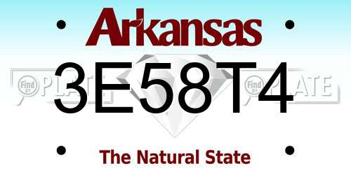 3E58T4 Arkansas License Plate