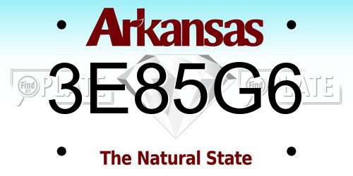 3E85G6 Arkansas License Plate