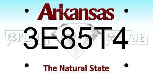 3E85T4 Arkansas License Plate