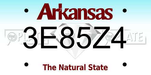 3E85Z4 Arkansas License Plate