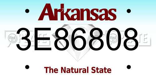 3E86808 Arkansas License Plate