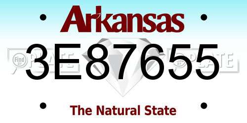 3E87655 Arkansas License Plate