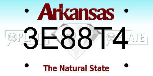 3E88T4 Arkansas License Plate
