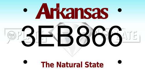 3EB866 Arkansas License Plate