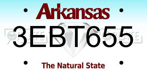 3EBT655 Arkansas License Plate