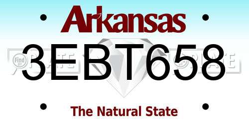 3EBT658 Arkansas License Plate