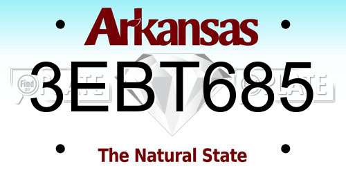 3EBT685 Arkansas License Plate