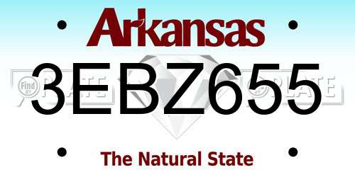 3EBZ655 Arkansas License Plate