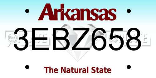 3EBZ658 Arkansas License Plate