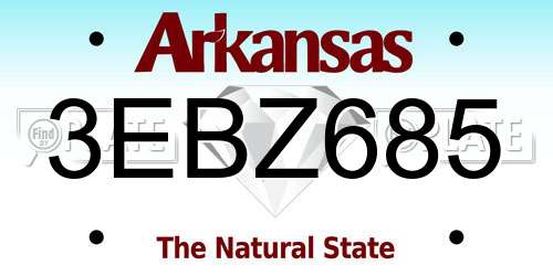 3EBZ685 Arkansas License Plate