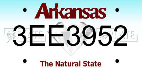 3EE3952 Arkansas License Plate