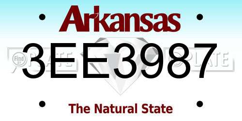 3EE3987 Arkansas License Plate