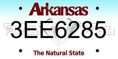3EE6285 Arkansas License Plate