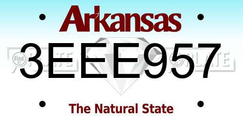3EEE957 Arkansas License Plate