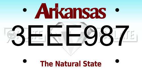 3EEE987 Arkansas License Plate