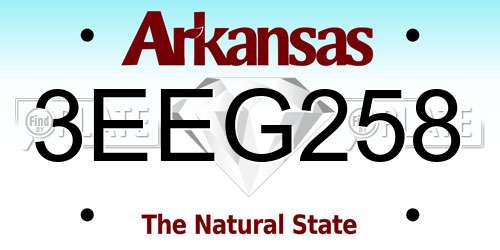 3EEG258 Arkansas License Plate