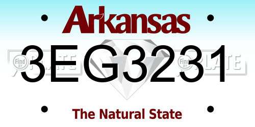3EG3231 Arkansas License Plate