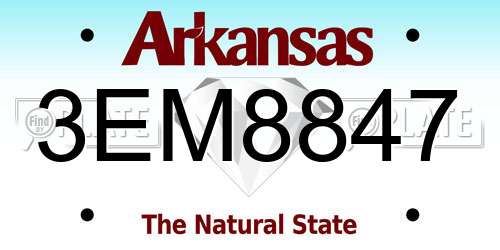 3EM8847 Arkansas License Plate