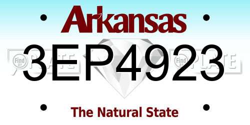 3EP4923 Arkansas License Plate