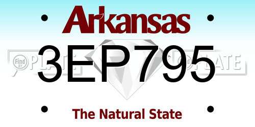 3EP795 Arkansas License Plate