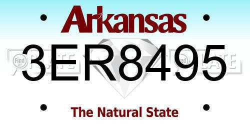 3ER8495 Arkansas License Plate