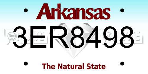 3ER8498 Arkansas License Plate