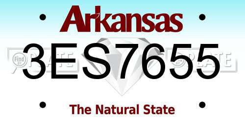 3ES7655 Arkansas License Plate
