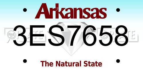 3ES7658 Arkansas License Plate