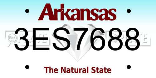 3ES7688 Arkansas License Plate