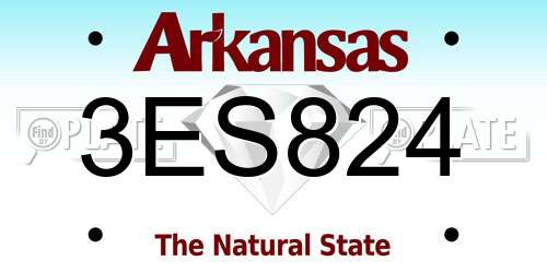 3ES824 Arkansas License Plate