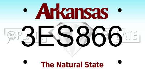 3ES866 Arkansas License Plate