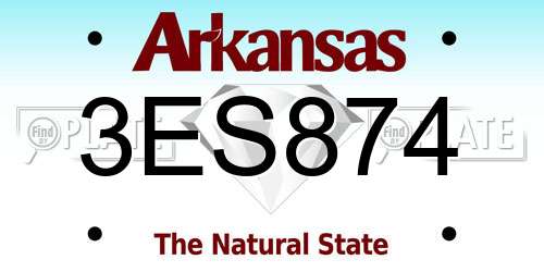 3ES874 Arkansas License Plate