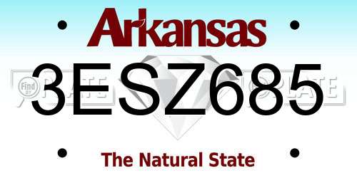 3ESZ685 Arkansas License Plate