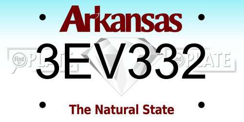3EV332 Arkansas License Plate