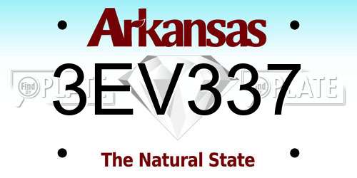 3EV337 Arkansas License Plate