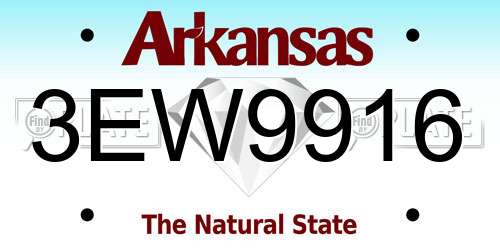 3EW9916 Arkansas License Plate