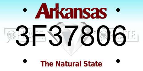 3F37806 Arkansas License Plate