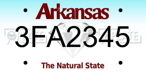3FA2345 Arkansas License Plate