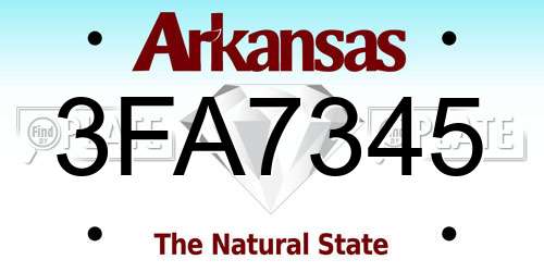 3FA7345 Arkansas License Plate