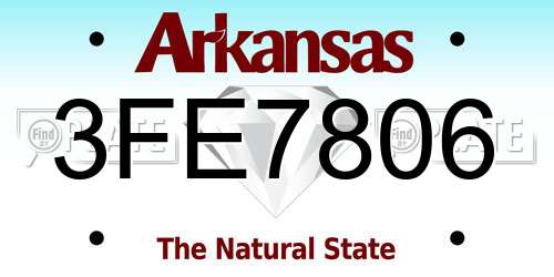 3FE7806 Arkansas License Plate
