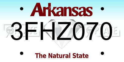 3FHZ070 Arkansas License Plate