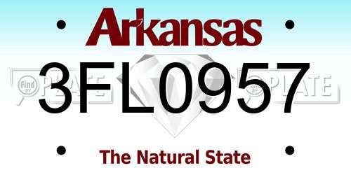3FL0957 Arkansas License Plate