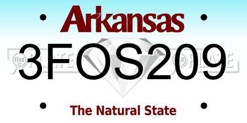 3FOS209 Arkansas License Plate