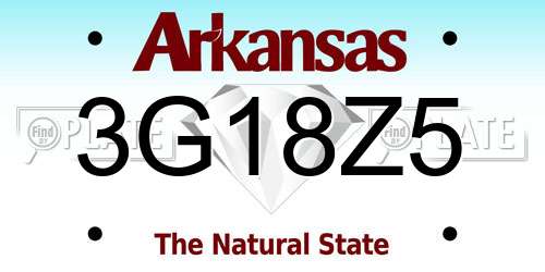 3G18Z5 Arkansas License Plate