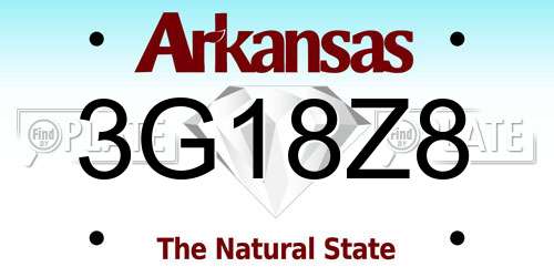 3G18Z8 Arkansas License Plate