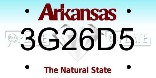 3G26D5 Arkansas License Plate