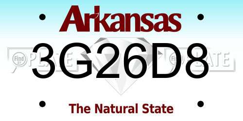 3G26D8 Arkansas License Plate